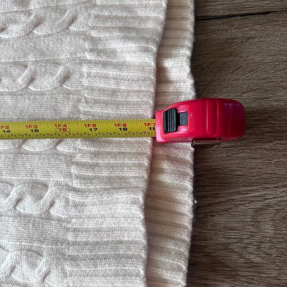 Sunday Best Cable Knit Wool Blend Sweater Ivory V-Neck Pullover SzS SoftNeutral - Picture 6 of 10